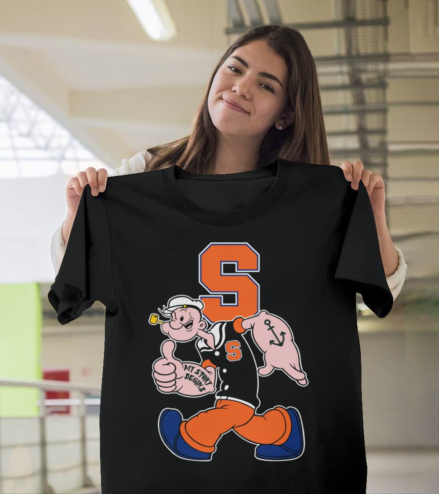 Syracuse Orange Popeye Thumbs Up Anchor Tattoo Walking My Story Designs T-Shirt