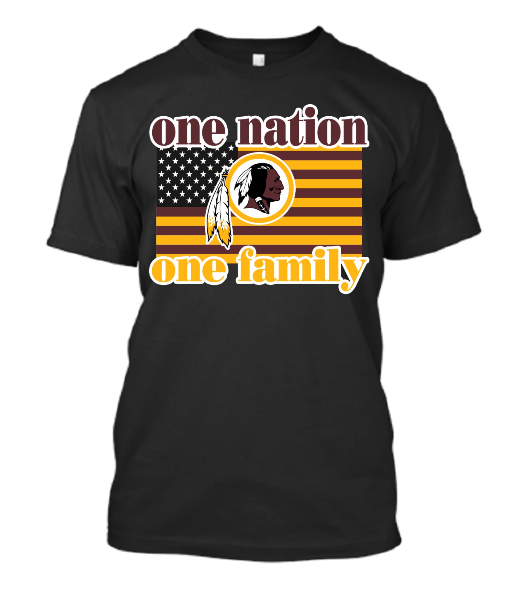 One Nation One Family Washington Redskins Logo American Flag T-Shirt