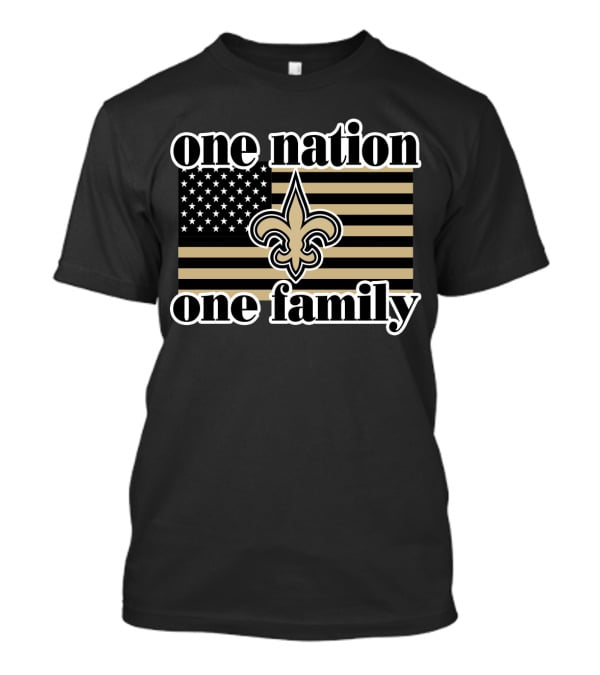 One Nation One Family American Flag Fleur-De-Lis 11 Saints T-Shirt