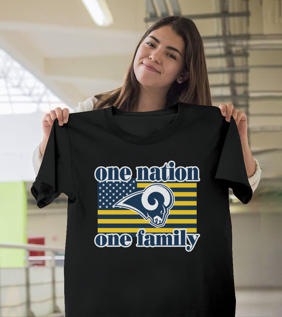 One Nation One Family Los Angeles Rams American Flag T-Shirt