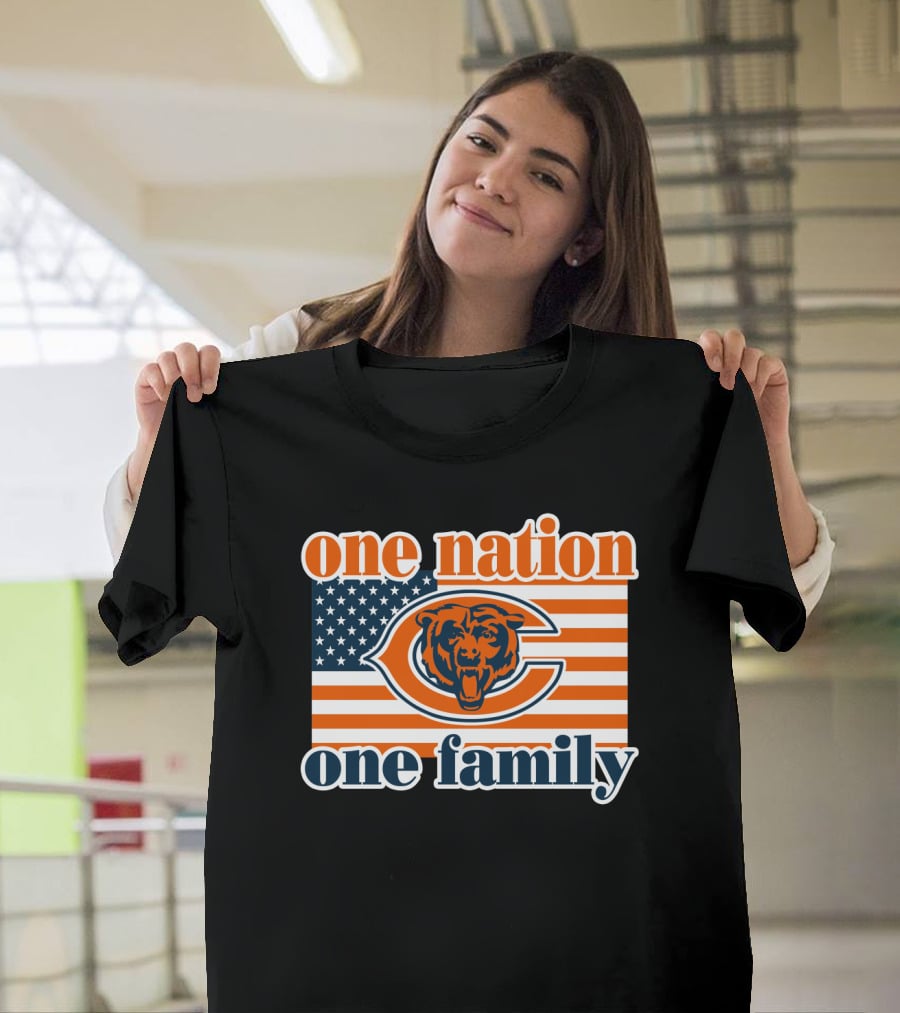 One Nation One Family Chicago Bears American Flag T-Shirt