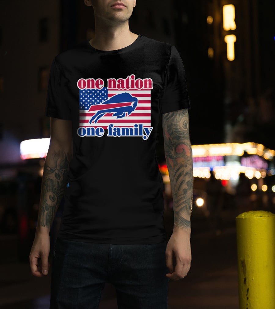 One Nation One Family Buffalo Bills Usa Flag T-Shirt
