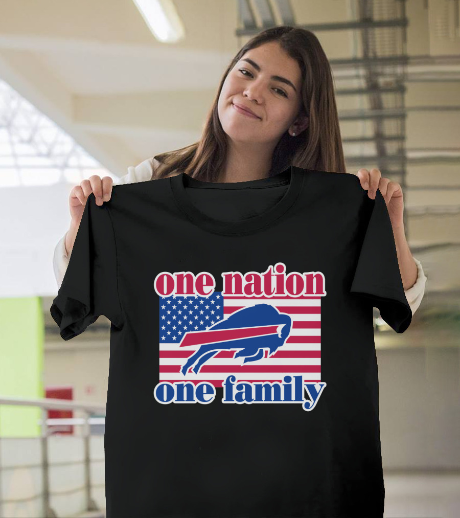 One Nation One Family Buffalo Bills Usa Flag T-Shirt