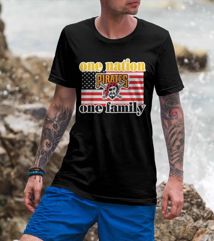 One Nation One Family Pirates Flag T-Shirt
