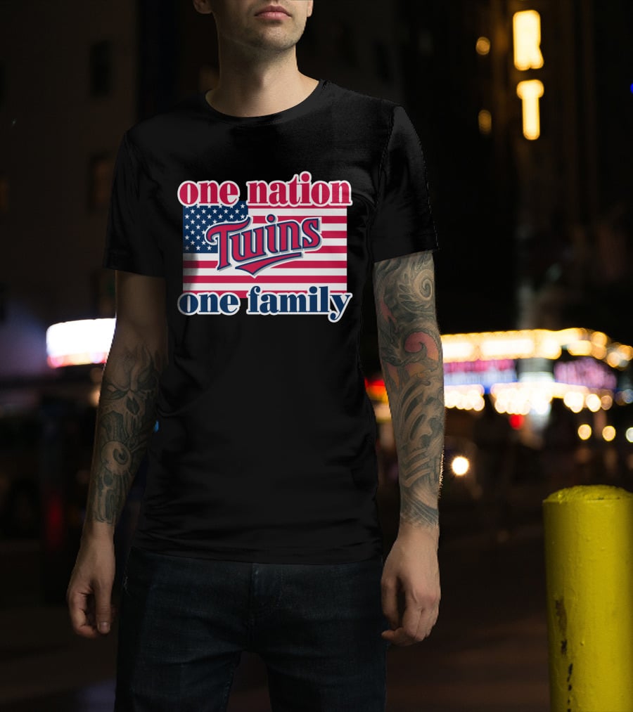One Nation Twins One Family American Flag T-Shirt