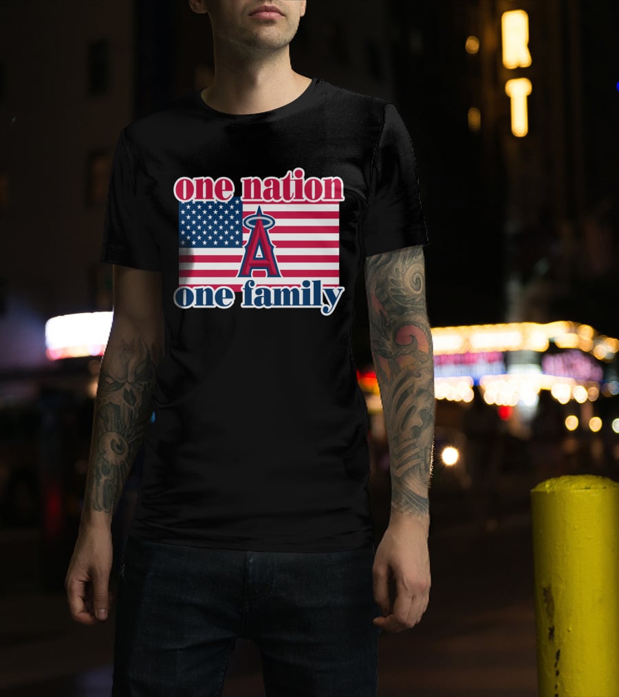 One Nation One Family Los Angeles Angels American Flag T-Shirt