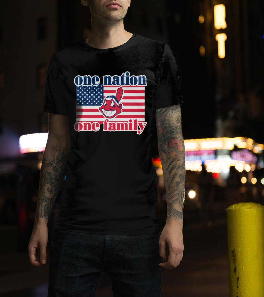 One Nation One Family 54 Cleveland Indians American Flag T-Shirt