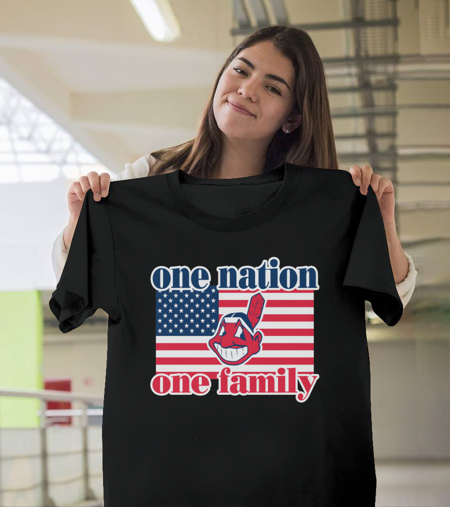One Nation One Family 54 Cleveland Indians American Flag T-Shirt