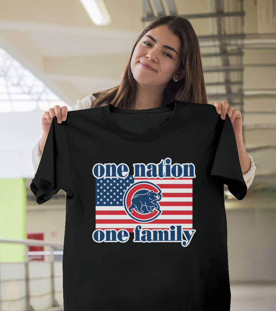 One Nation One Family 57 Chicago Cubs American Flag T-Shirt