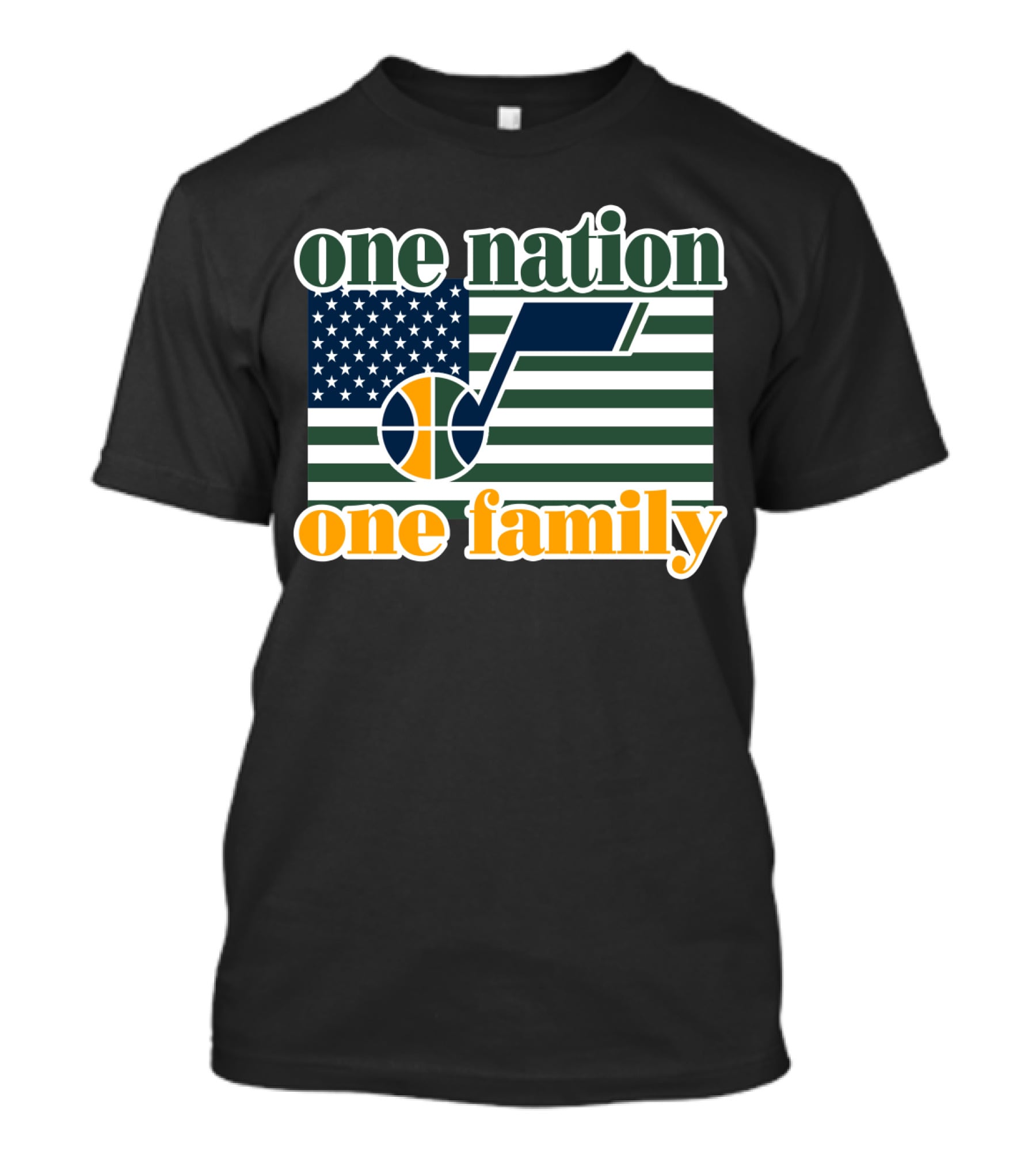 One Nation One Family Utah Jazz Basketball American Flag T-Shirt