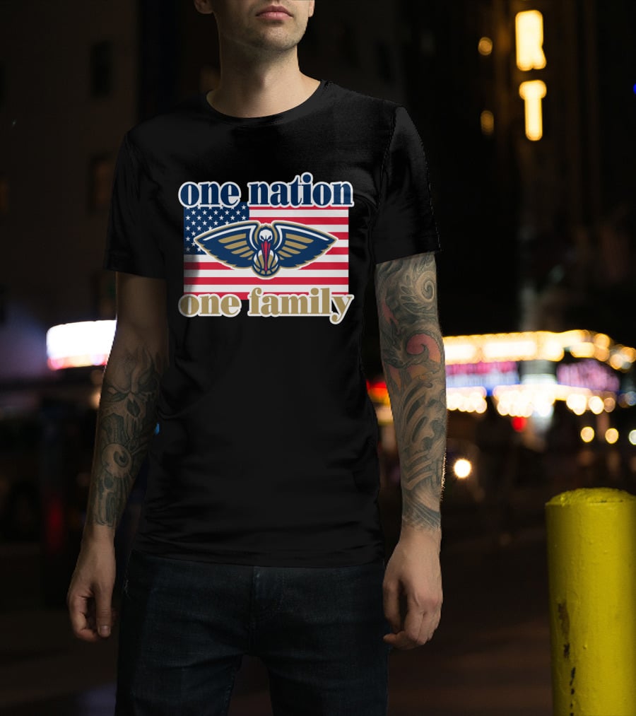 One Nation One Family New Orleans Pelicans American Flag T-Shirt