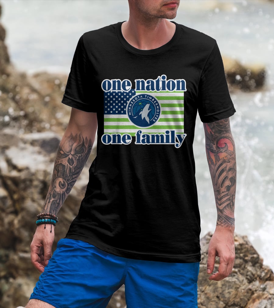 One Nation One Family Minnesota Timberwolves Flag T-Shirt