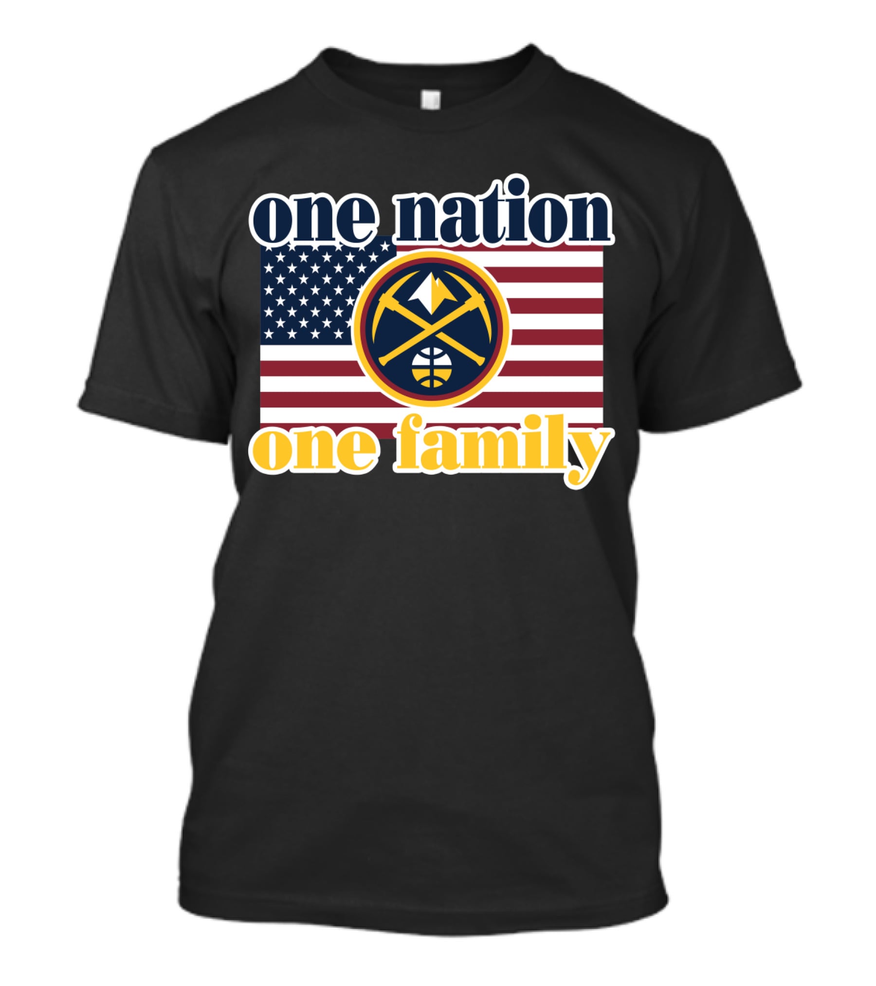 One Nation One Family Denver Nuggets American Flag T-Shirt