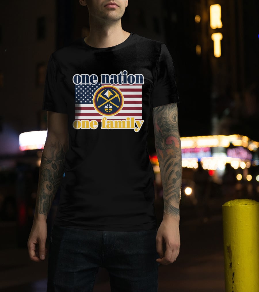 One Nation One Family Denver Nuggets American Flag T-Shirt