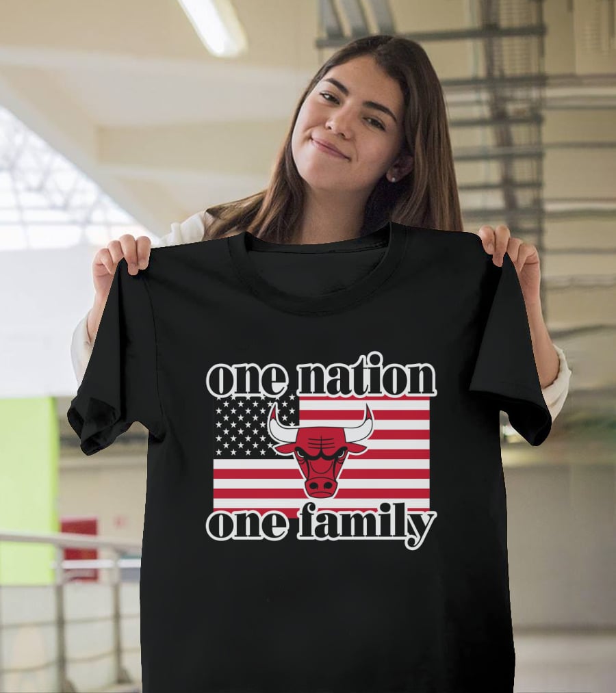 One Nation One Family Chicago Bulls 1985 Usa Flag T-Shirt