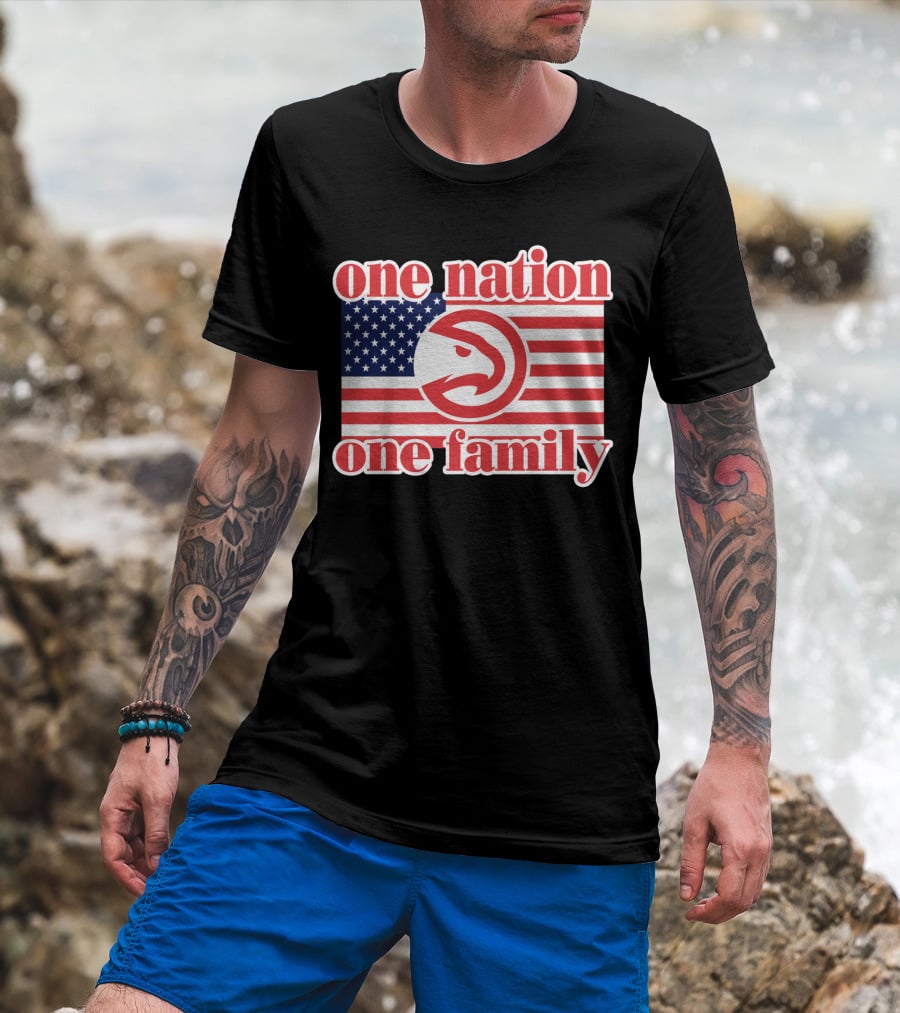 Atlanta Hawks One Nation One Family Usa Flag T-Shirt