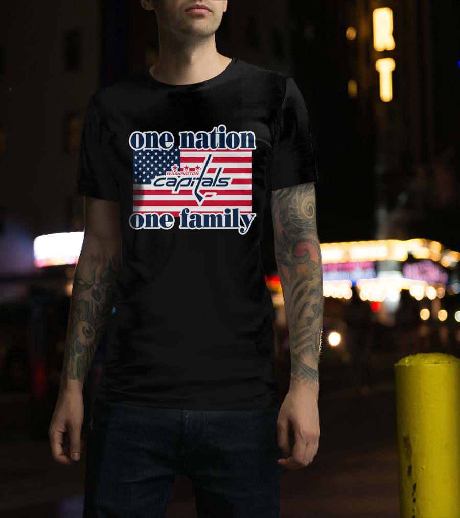 One Nation One Family Washington Capitals American Flag T-Shirt
