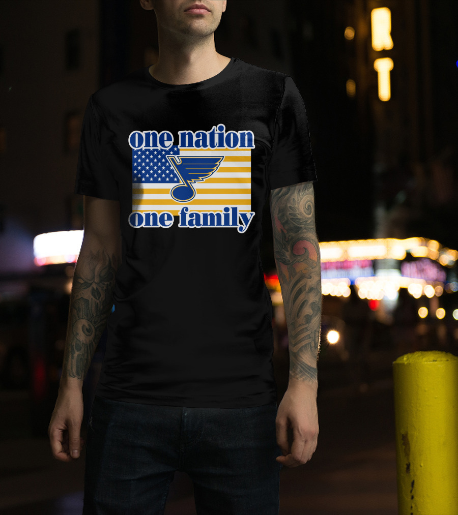 St Louis Blues One Nation One Family American Flag T-Shirt