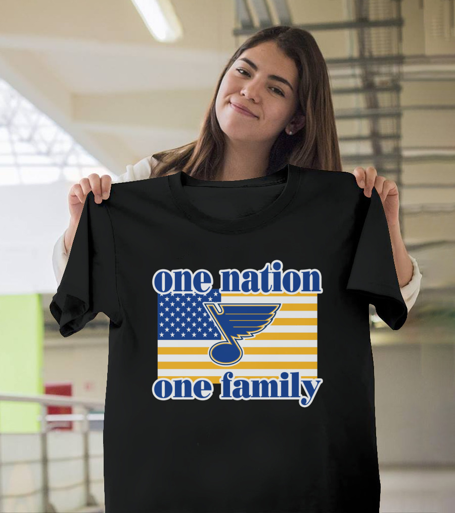 St Louis Blues One Nation One Family American Flag T-Shirt