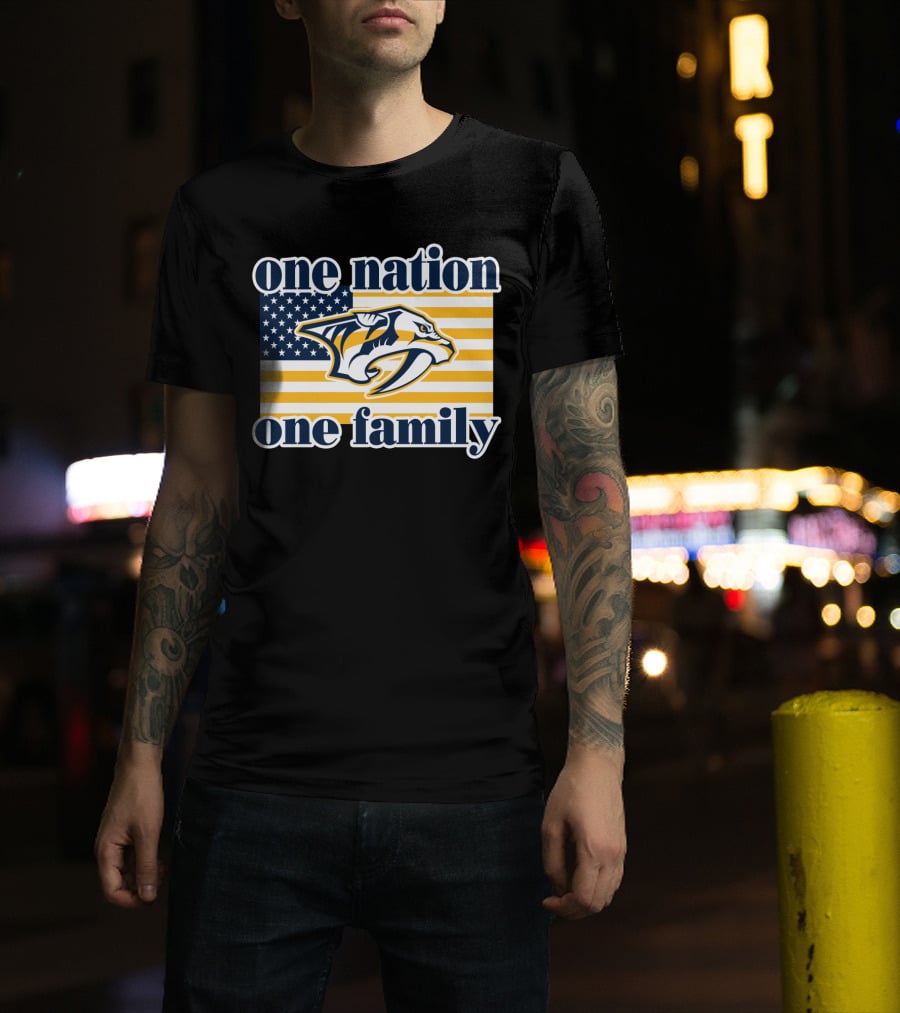 One Nation One Family Nashville Predators American Flag T-Shirt