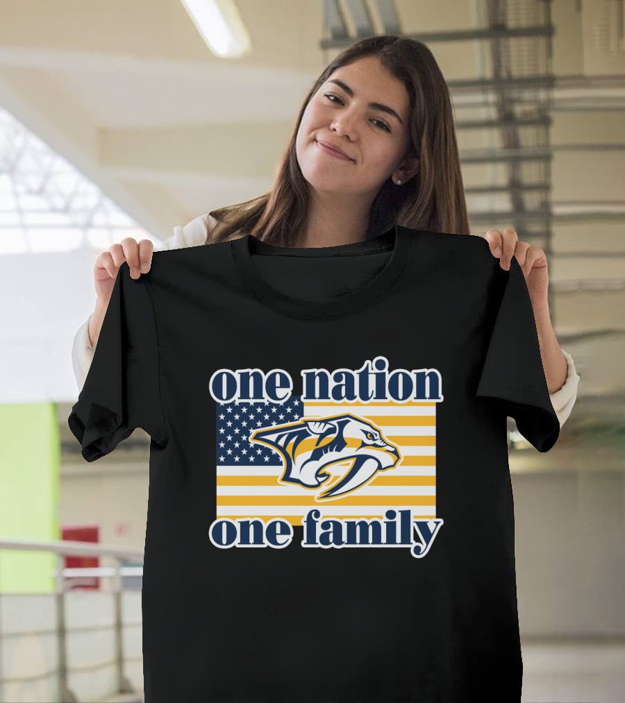 One Nation One Family Nashville Predators American Flag T-Shirt