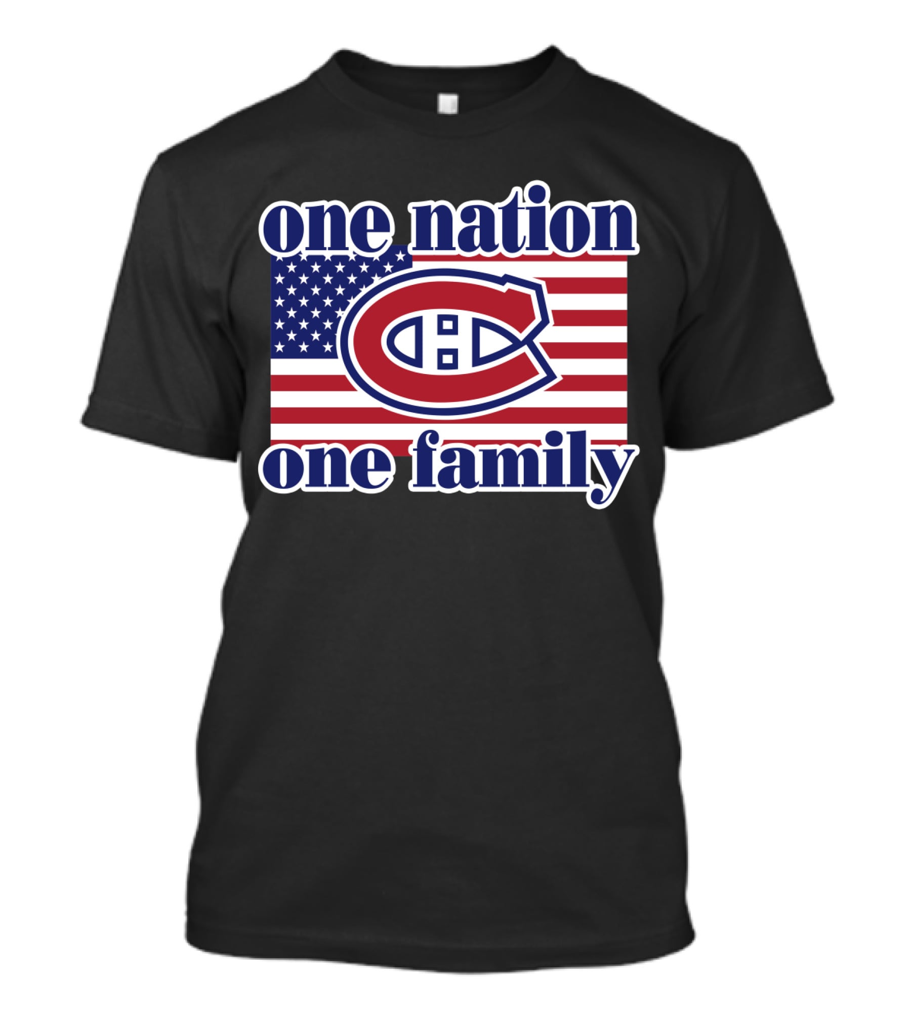 One Nation One Family Montreal Canadiens Usa Flag T-Shirt