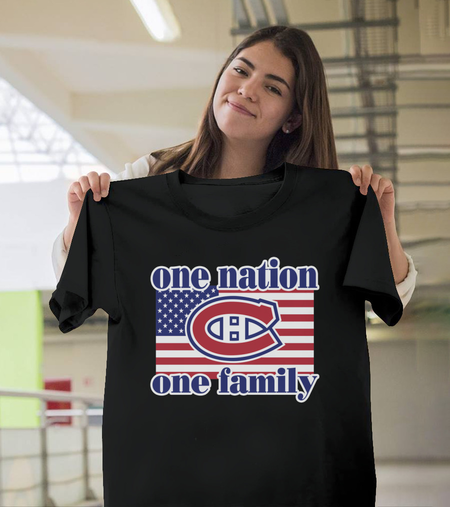 One Nation One Family Montreal Canadiens Usa Flag T-Shirt