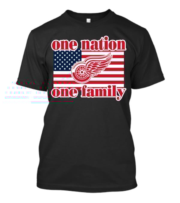 One Nation One Family Detroit Red Wings 105 American Flag T-Shirt