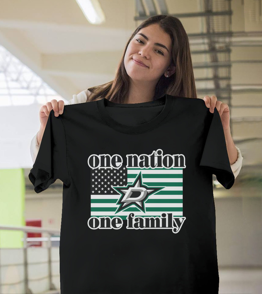 One Nation One Family Dallas Stars D Logo American Flag T-Shirt