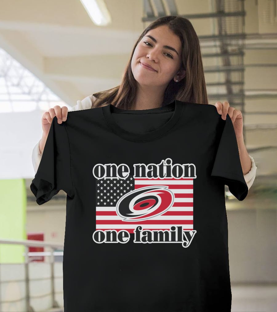 One Nation One Family Carolina Hurricanes Usa Flag T-Shirt