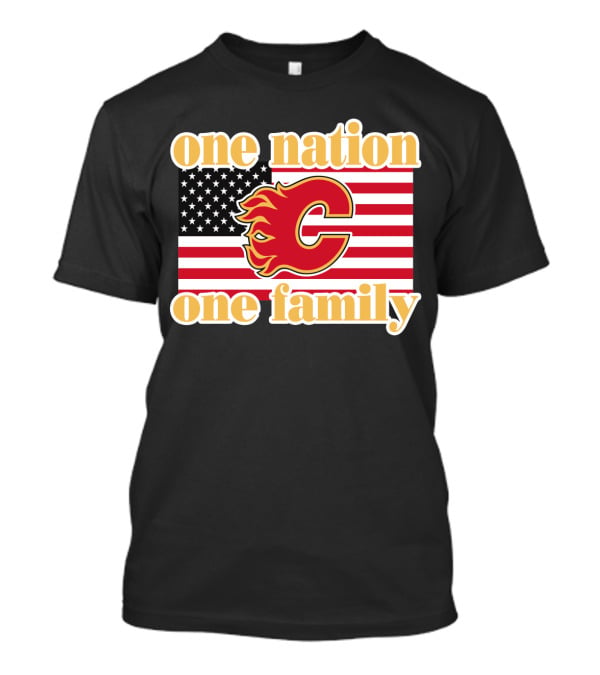 One Nation One Family Calgary Flames American Flag T-Shirt