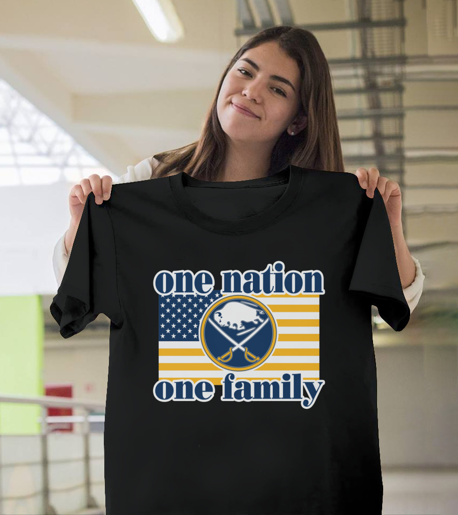 One Nation One Family Buffalo Sabres American Flag T-Shirt