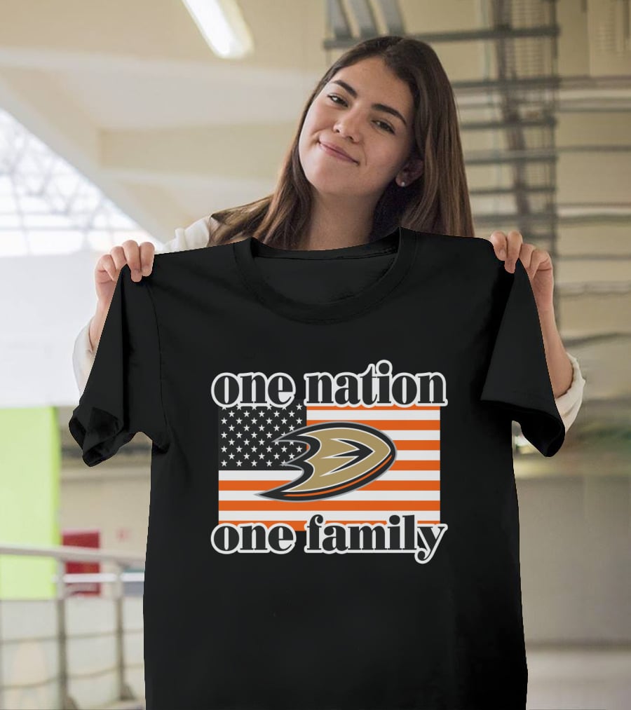 One Nation One Family Anaheim Ducks American Flag T-Shirt