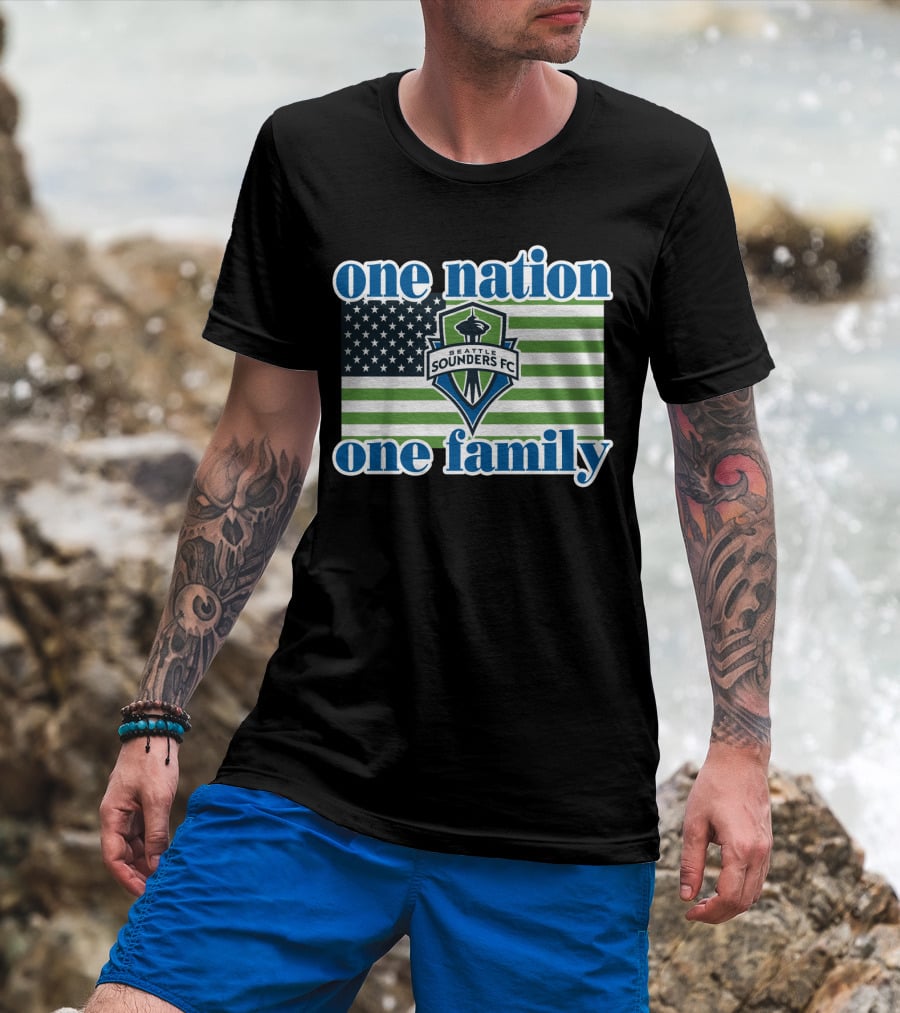 One Nation One Family Seattle Sounders Fc American Flag T-Shirt
