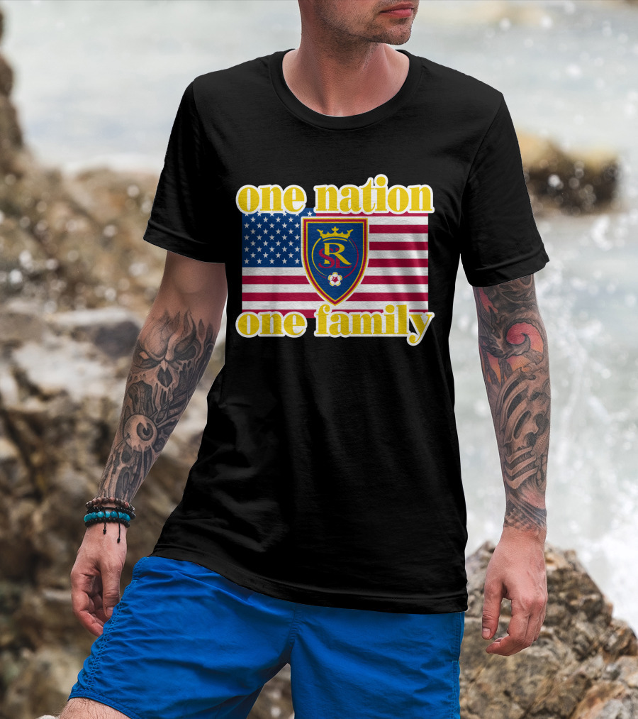 One Nation One Family Real Salt Lake Usa Flag Soccer Crest T-Shirt