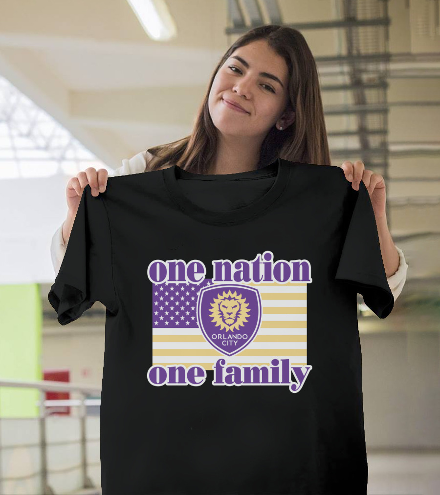 One Nation One Family Orlando City Sc American Flag Lion T-Shirt