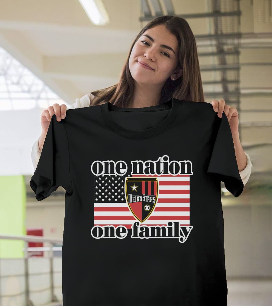 One Nation One Family Metrostars 136 Usa Flag Soccer Shield T-Shirt