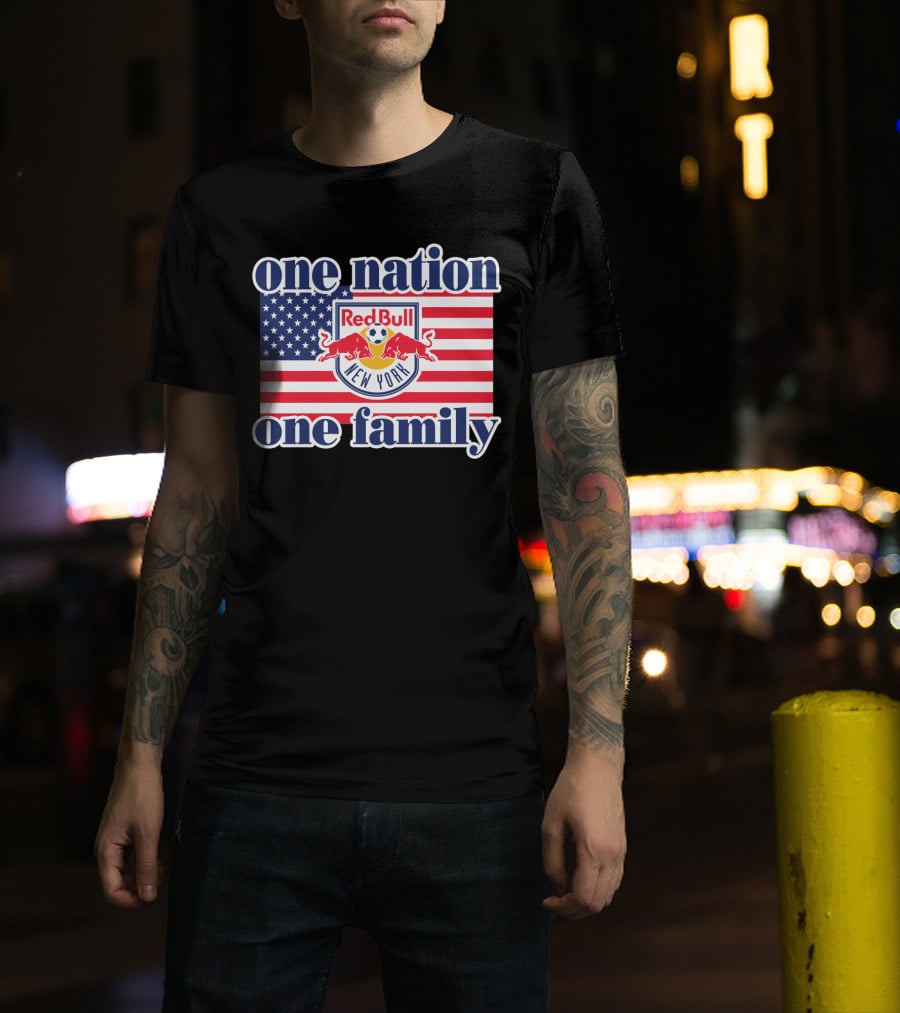 One Nation One Family Red Bull New York Us Flag T-Shirt