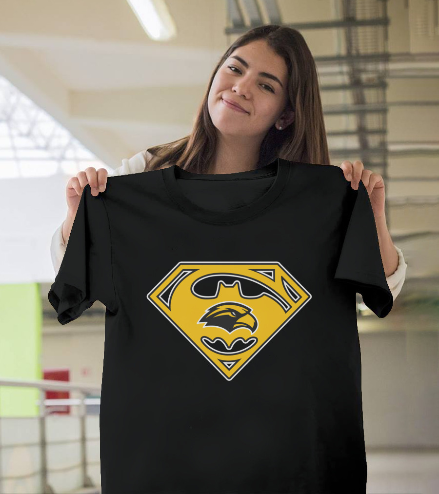 Southern Mississippi Golden Eagles Superhero Logo Black And Yellow T-Shirt