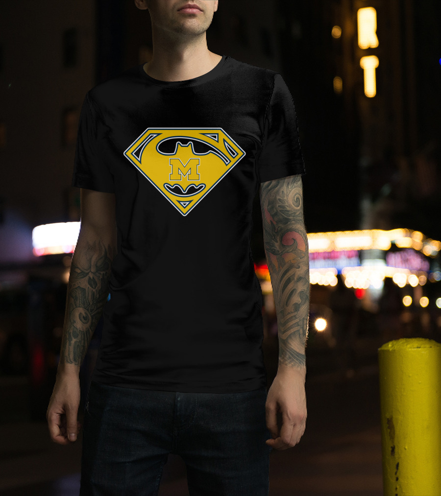 Michigan Wolverines Batman Superman Logo Icon T-Shirt