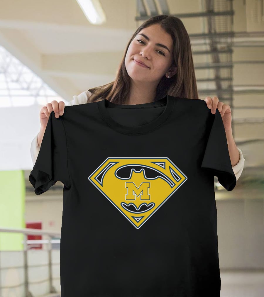 Michigan Wolverines Batman Superman Logo Icon T-Shirt
