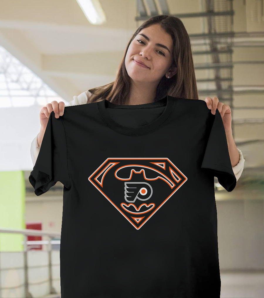 Superman Batman Philadelphia Flyers Emblem Mashup T-Shirt