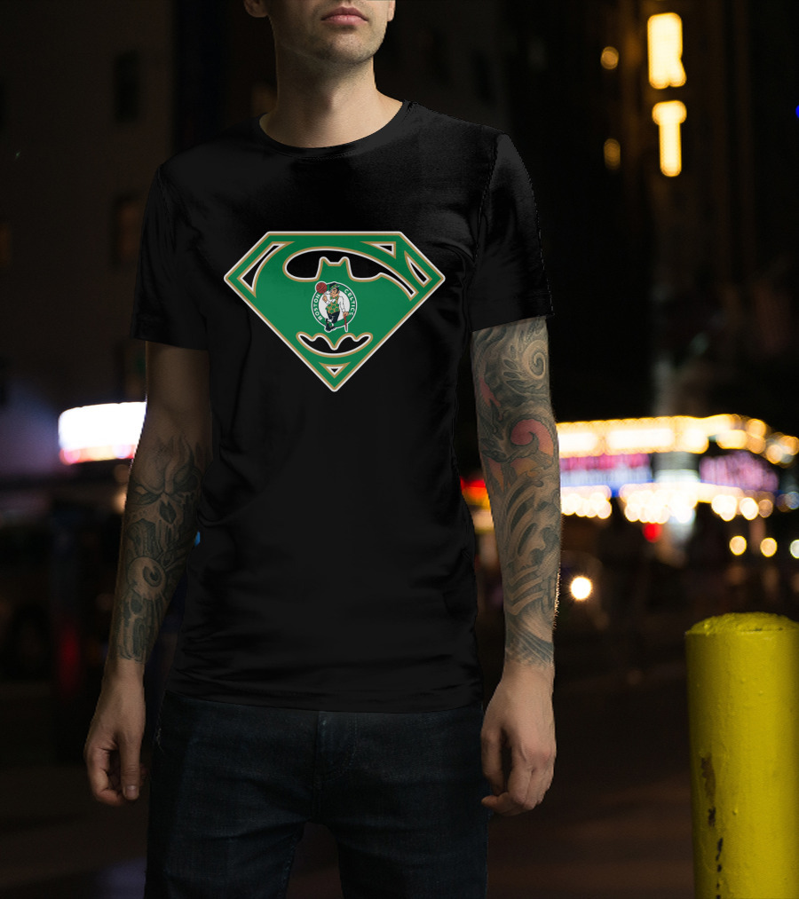 Boston Celtics Superman Batman Logo Mashup T-Shirt
