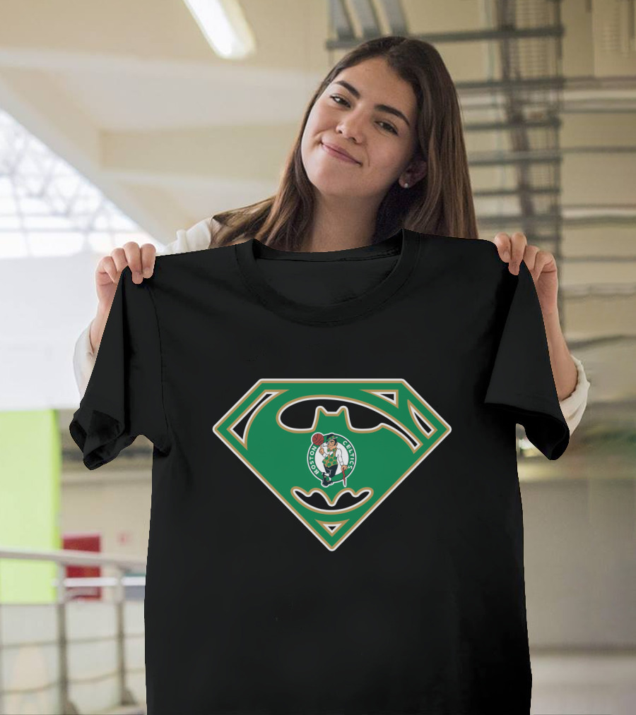 Boston Celtics Superman Batman Logo Mashup T-Shirt
