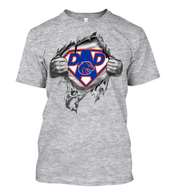 Boise State Broncos Super Dad Logo With Ripped T-Shirt