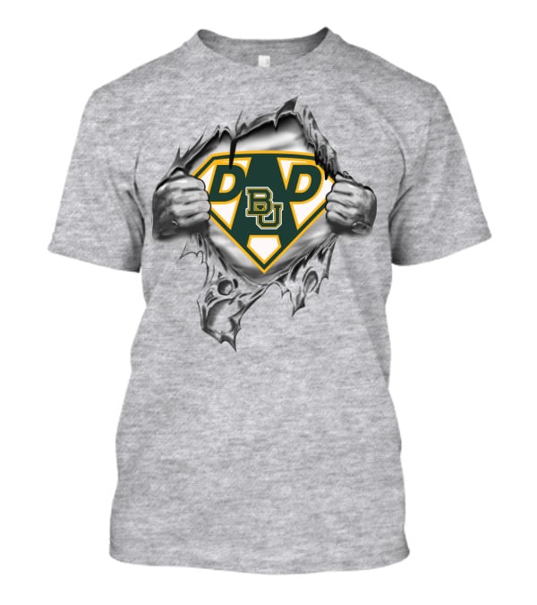 Baylor University Dad Superhero Emblem Torn Fabric T-Shirt