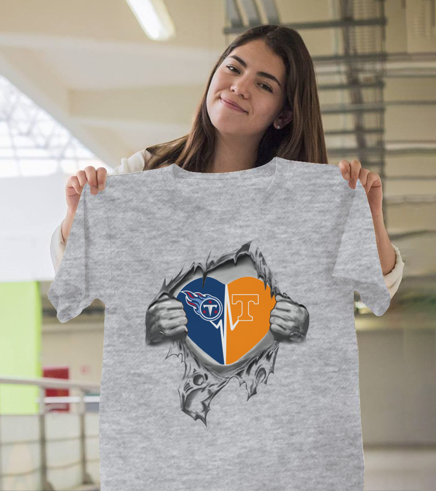 Torn Heart Tennessee Titans Volunteers It's In My Heart T-Shirt
