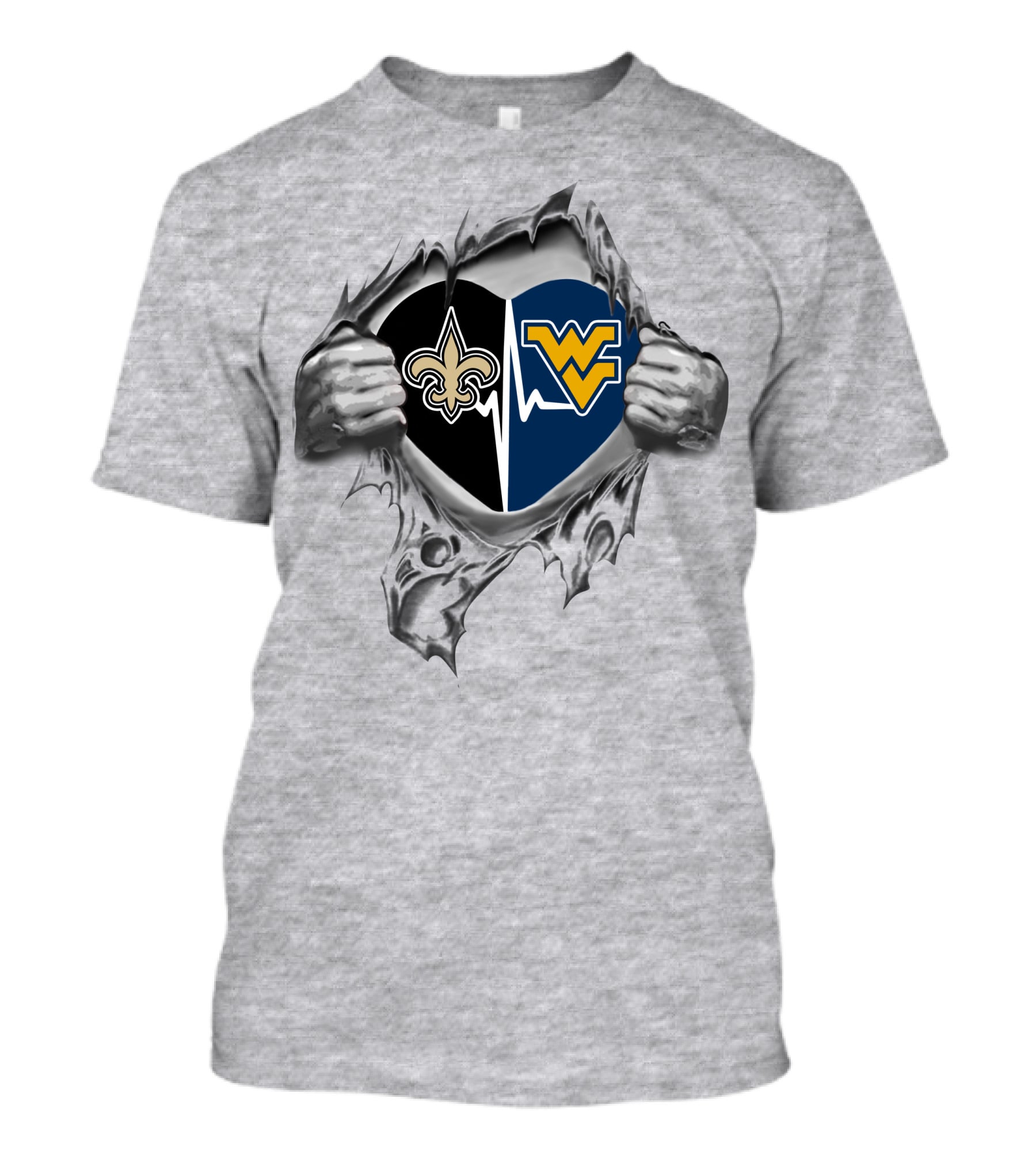 Saints West Virginia Mountaineers Heart Logo Fan Pride T-Shirt