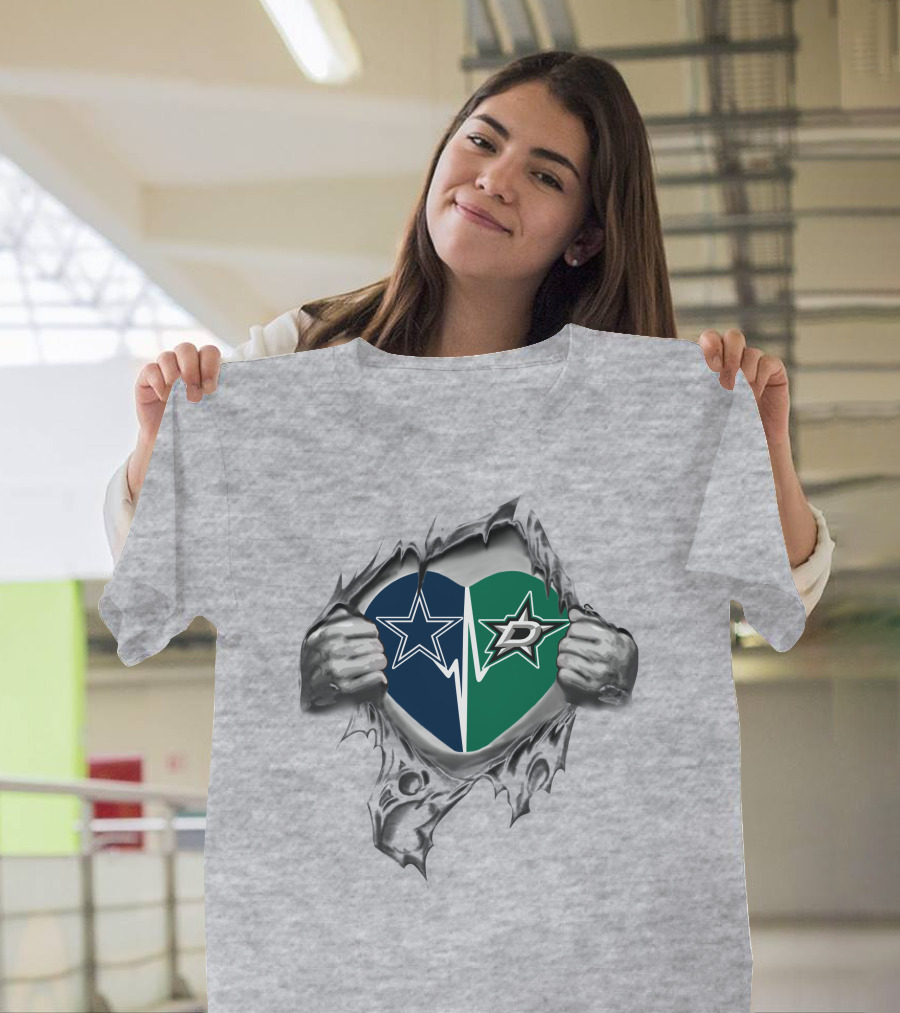Cowboys Dallas Stars Heart Connection T-Shirt