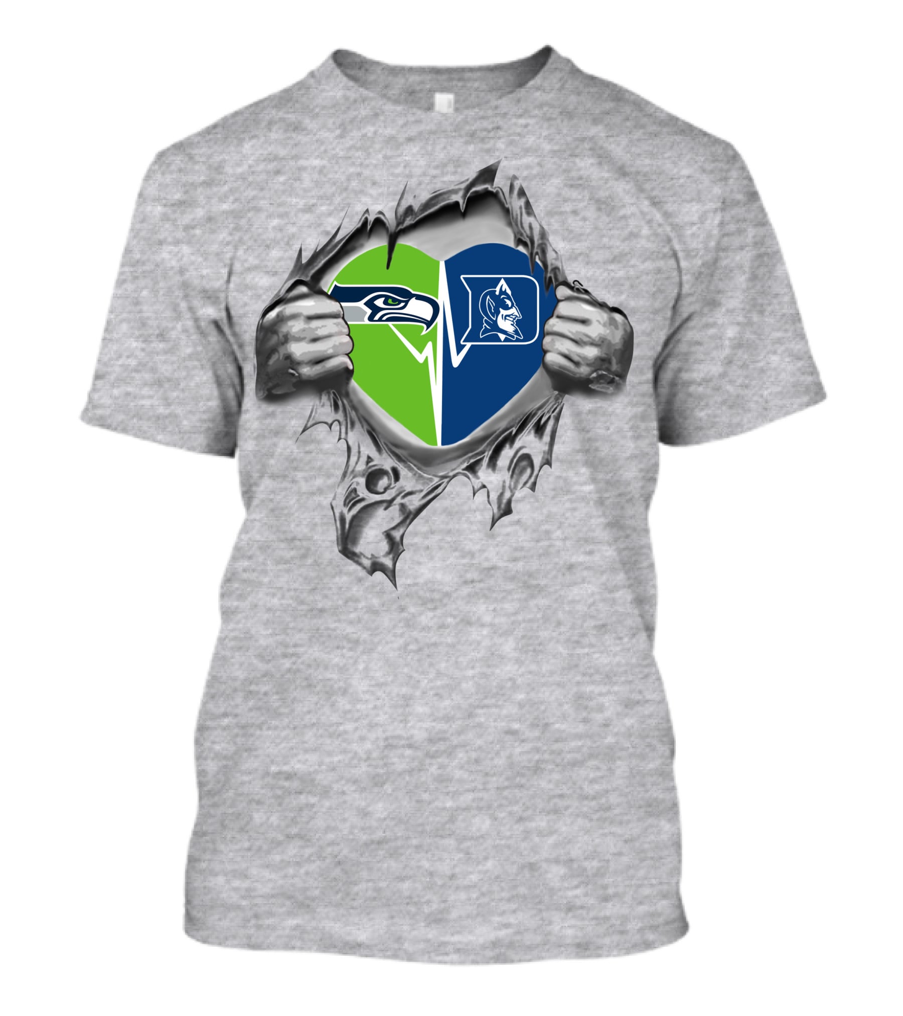 Seahawks Duke Split Heart Logo Fan Pride T-Shirt